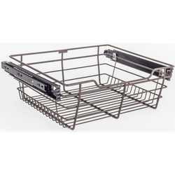 10% OFF Heavy Duty Closet Wire Pull out Basket for 18 Inch Cabinet Opening Width, Full Extension Side-Mounted Slides Included, 17” W x 16” D x 6” H, Dark Bronze 