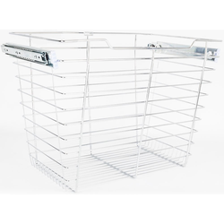 Heavy Duty Closet Wire Pull out Basket for 30 Inch Minimum Cabinet Opening Width, Full Extension Side-Mounted Slides Included, 23” W x 16” D x 17” H, Polished Chrome