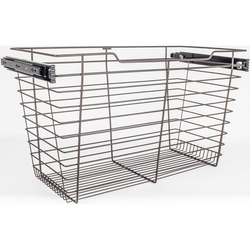 Heavy Duty Closet Wire Pull out Basket for 24 Inch Minimum Cabinet Opening Width, Full Extension Side-Mounted Slides Included, 23” W x 16” D x 17” H, Dark Bronze