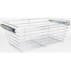 Heavy Duty Closet Wire Pull out Basket for 30 Inch Minimum Cabinet Opening Width, Full Extension Side-Mounted Slides Included, 29” W x 16” D x 11” H, Polished Chrome