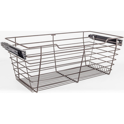 Heavy Duty Closet Wire Pull out Basket for 30 Inch Minimum Cabinet Opening Width, Full Extension Side-Mounted Slides Included, 29” W x 16” D x 11” H, Dark Bronze