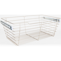 Heavy Duty Closet Wire Pull out Basket for 30 Inch Minimum Cabinet Opening Width, Full Extension Side-Mounted Slides Included, 29” W x 16” D x 11” H, Satin Nickel