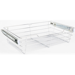 Heavy Duty Closet Wire Pull out Basket for 30 Inch Minimum Cabinet Opening Width, Full Extension Side-Mounted Slides Included, 29” W x 16” D x 6” H, Polished Chrome