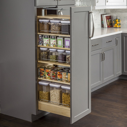 5-1/2" W x 22-1/2" D x 52" to 55" H Wood Pantry Cabinet Pullout Organizer, Min. Cabinet Opening: 6 Inch Width