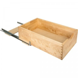 Complete Bottom-Mounted Roll-Out Shelf Kit, 10-1/4" Wide for 12" Minimum Opening Width, Includes Dovetail Drawer, Undermount Slide, and Bottom-Mount Bracket, Natural Wood