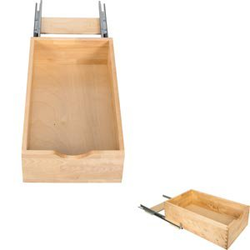 Complete Bottom-Mounted Roll-Out Shelf Kit, 13-1/4" Wide for 15" Minimum Opening Width, Includes Dovetail Drawer, Undermount Slide, and Bottom-Mount Bracket, Natural Wood 