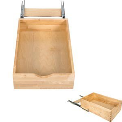  Complete Bottom-Mounted Roll-Out Shelf Kit, 16-1/4" Wide for 18" Minimum Opening Width, Includes Dovetail Drawer, Undermount Slide, and Bottom-Mount Bracket, Natural Wood 