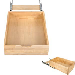  Complete Bottom-Mounted Roll-Out Shelf Kit, 19-1/4" Wide for 21" Minimum Opening Width, Includes Dovetail Drawer, Undermount Slide, and Bottom-Mount Bracket, Natural Wood 