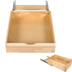  Complete Bottom-Mounted Roll-Out Shelf Kit, 22-1/16" Wide for 24" Minimum Opening Width, Includes Dovetail Drawer, Undermount Slide, and Bottom-Mount Bracket, Natural Wood 
