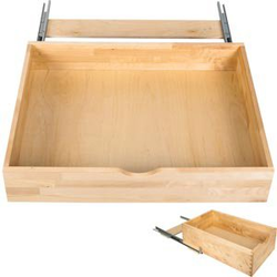  Complete Bottom-Mounted Roll-Out Shelf Kit, 31-1/16" Wide for 33" Minimum Opening Width, Includes Dovetail Drawer, Undermount Slide, and Bottom-Mount Bracket, Natural Wood 