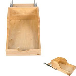 Preassembled Vanity Depth High Back Rollout Drawer System for 15” Wide Min. Cab. Opening, Pre-mounted Soft Close, Undermount Slides for Easy Installation to the Cabinet Floor or Fixed Shelf, Natural 