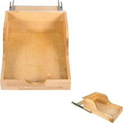 Preassembled Vanity Depth High Back Rollout Drawer System for 18 ” Wide Min. Cab. Opening, Pre-mounted Soft Close, Undermount Slides for Easy Installation to the Cabinet Floor or Fixed Shelf, Natural 