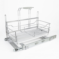 11-5/8 Inch Width Cleaning Supply Caddy Pullout with Handle, Polished Chrome, Min. Cabinet Opening: 12 Inch Width