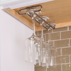 4-1/16 Inch Width x 9-1/16 Depth Under Cabinet Stemware Rack, Satin Nickel