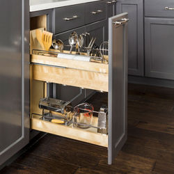 8-1/2 Inch Width No Wiggle Utensil Bin Base Cabinet Pullout Organizer with Soft-Close Undermount, Min. Cabinet Opening: 9 Inch Width