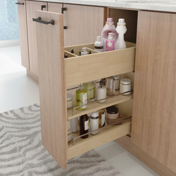 8-1/2 Inch Width No Wiggle Vanity Cabinet Pullout with Soft-Close Undermount Slides, Min. Cabinet Opening: 9 Inch Width