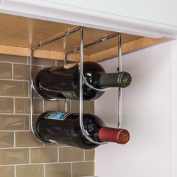 3-15/16 Inch Width Under Cabinet Wine Bottle Rack, Chrome
