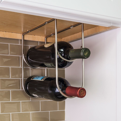 3-15/16 Inch Width Under Cabinet Wine Bottle Rack, Satin Nickel