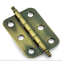 2 Inch Joint, Minaret Tip Hinge 1-3/8 Inch Width, Antique Brass, Pair