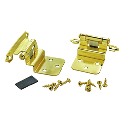 3/8 Inch Inset Hinge 1-1/16 Inch Projection, Polished Brass, Pair
