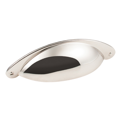Lyon Cabinet Cup Pull 3 inch Center to Center, Polished Nickel