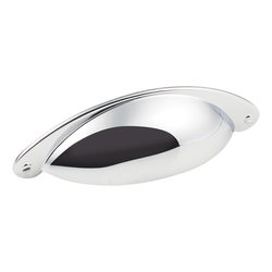 Lyon Cabinet Cup Pull 3 inch Center to Center, Polished Chrome