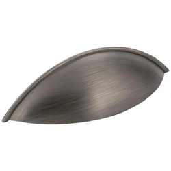 3-3/4 Inch Center to Center Bordeaux Cabinet Cup Pull, Brushed Pewter