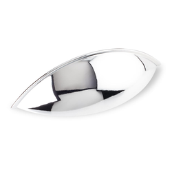 3-3/4 Inch Center to Center Bordeaux Cabinet Cup Pull, Polished Chrome