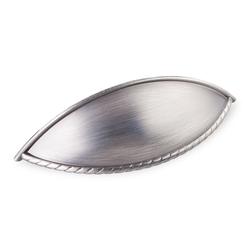 Lenoir 3-3/4 Inch Center to Center Bright Nickel Brushed with Dull Lacquer Cabinet Cup Pull
