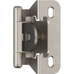1/2 Inch Overlay Self Closing Demountable Partial Wrap Hinge, Satin Nickel, Pair