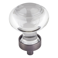 1-7/16 Inch Diameter Harlow Button Cabinet Knob, Brushed Pewter