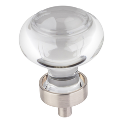 1-7/16 Inch Diameter Harlow Button Cabinet Knob, Satin Nickel