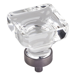 1-3/8 Inch Diameter Harlow Square Cabinet Knob, Brushed Pewter
