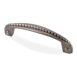 Rhodes 3-3/4 Inch Center to Center Bright Nickel Brushed with Dull Lacquer Cabinet Pull