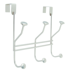 9-3/4 Inch Length Decorative Hooks Over-the-Door Multiple, Silver