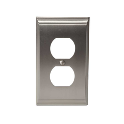 Candler One Receptacle Wall Plate Satin Nickel