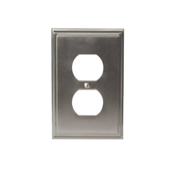 Mulholland One Receptacle Wall Plate Satin Nickel