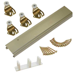  Johnson Hardware 1138 Series 60" Length 2-Door Bypass Track and Hardware Set, 2-3/8" Width x 1" Height, Goldtone 