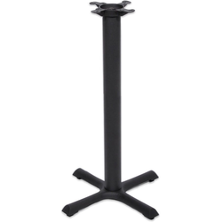 22 x 22 Inch Style X Base x 40-1/4 Inch Bar Height 2000 Series 3 Inch Round Column Table Base, Black Matte Cast Iron
