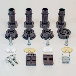 30% OFF PMI 4-Leg Plastic Cabinet Leveler Set, 3-3/4 to 4-3/4 Inch Height Adjustable, Screw Mount Clip and Hollow Bolt Socket Included, Black 