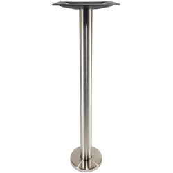 8 Inch Round Base x 40-1/8 Inch Bar Height Turin 3 Inch Round Column Table Base, Brushed Stainless Steel