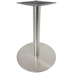 22 Inch Round Base x 28-1/2 Inch Table Height Turin 3 Inch Round Column Table Base, Brushed Stainless Steel