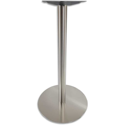 22 Inch Round Base x 40-1/4 Inch Bar Height Turin 3 Inch Round Column Table Base, Brushed Stainless Steel