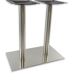 16 x 28 Inch Square Base x 28-1/2 Inch Table Height Verona 3 Inch (x2) Round Column Table Base, Stainless Steel