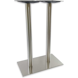 16 x 28 Inch Square Base x 40-1/4 Inch Bar Height Verona 3 Inch (x2) Round Column Table Base, Stainless Steel