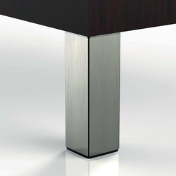 PMI 6 Inch (152.4mm) Height, 2" x 2" Square Furniture Legs with Mounting Plate, 3/4" Adjustable Height, 4-Leg Set, Brushed Steel
