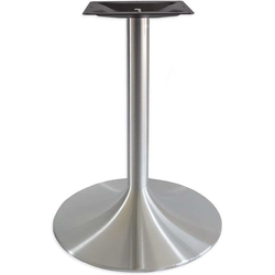 22 Inch Round Trumpet Base x 28-5/8 Inch Table Height Trumpet 3 Inch Round Column Table Base, Brushed Aluminum