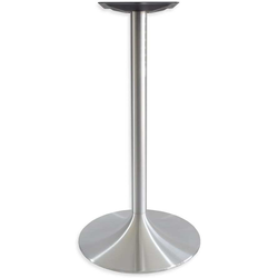 22 Inch Round Trumpet Base x 40-1/1 Inch Bar Height Trumpet 3 Inch Round Column Table Base, Brushed Aluminum
