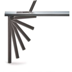 PMI Adjustable/Foldable Table Legs 27-3/4 Inch Height x 2 Inch Diameter, "Click" Single Button Release, Set of 4, Black Matte