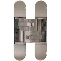 PMI 3-Way Adjustable Invisible Hinge, Door Thickness 1-1/2 Inch to 1-13/16 Inch, Screw Covers Included, 1-1/4 Inch Width x 6-5/16 Inch Length x 1-3/16 Inch Depth, Satin Nickel Plated